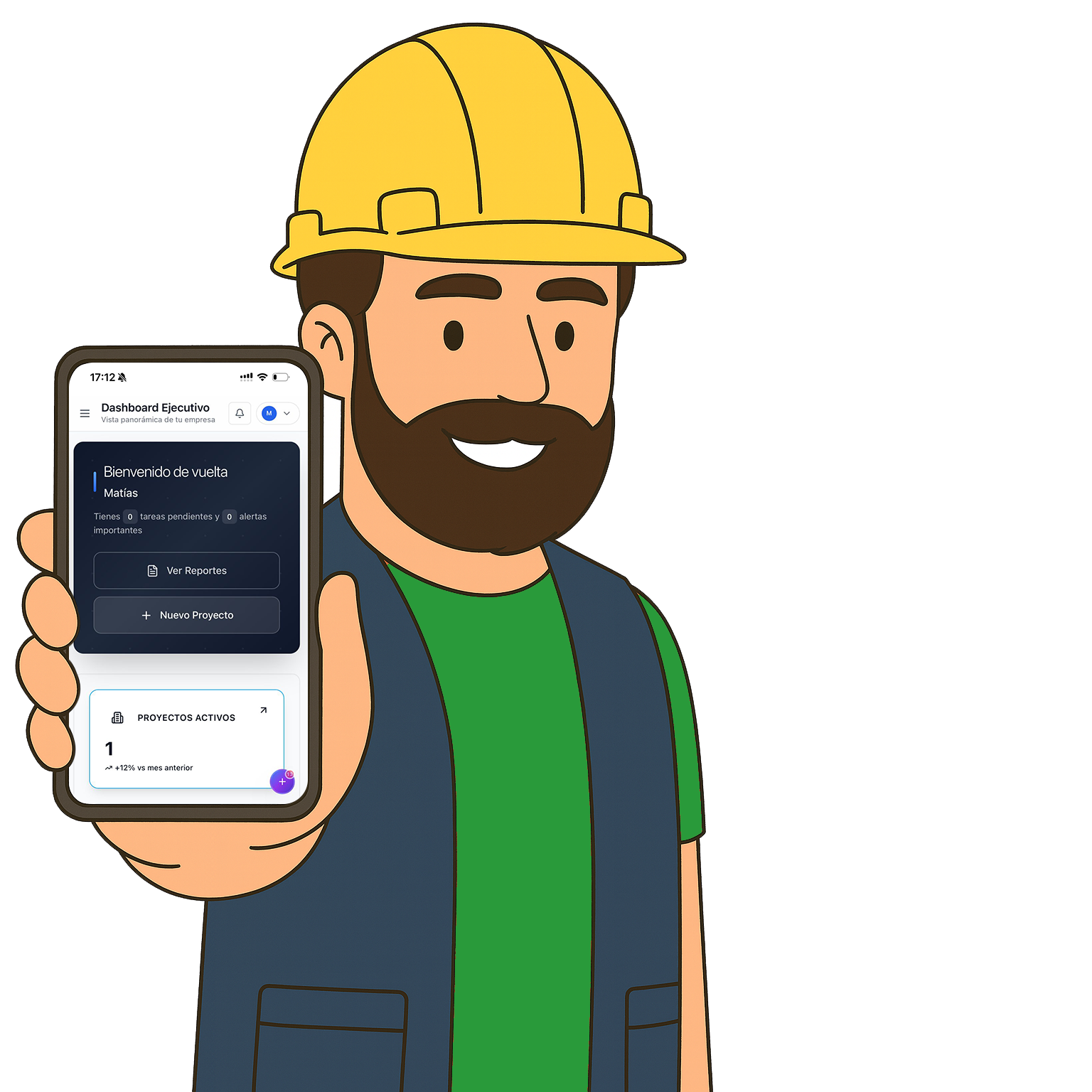 Trabajador mostrando PIX en su teléfono